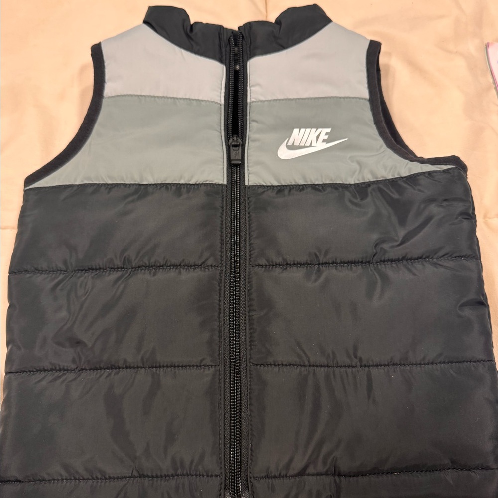 Nike Black Puffer Vest with White Logo